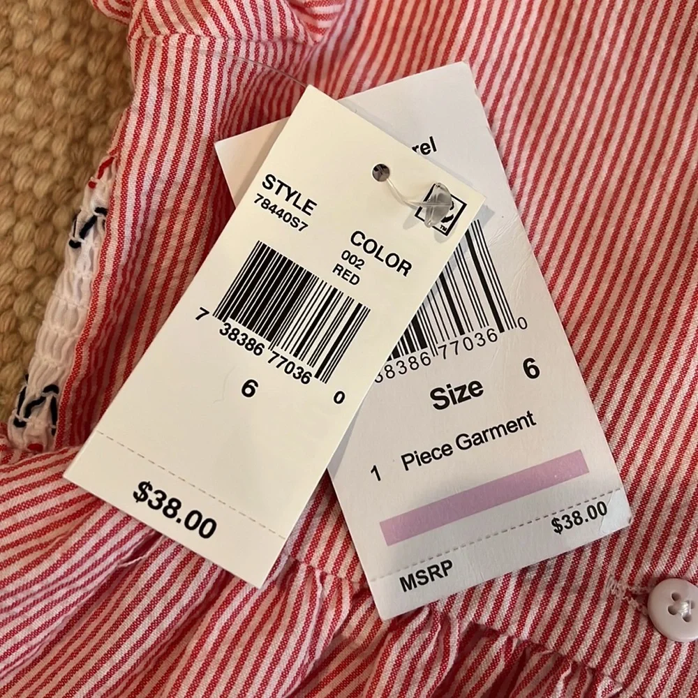 Red Seersucker Sailboat Dress - Picture 3 of 3